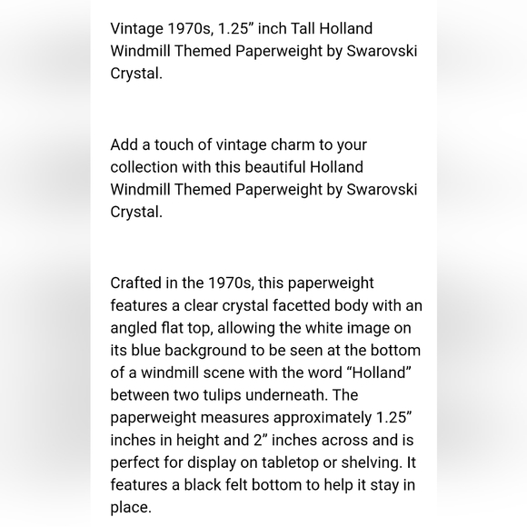 Swarovski Crystal "Holland Windmill" Paperweight. Vintage. From the 1970,'s - Picture 11 of 11